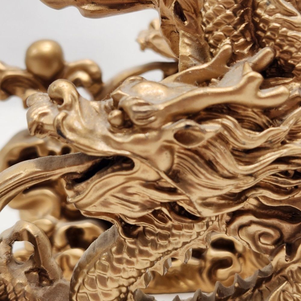 Pair of Feng Shui Chinese Dragon Statues Fgurines Decorations - Picture 8 of 13
